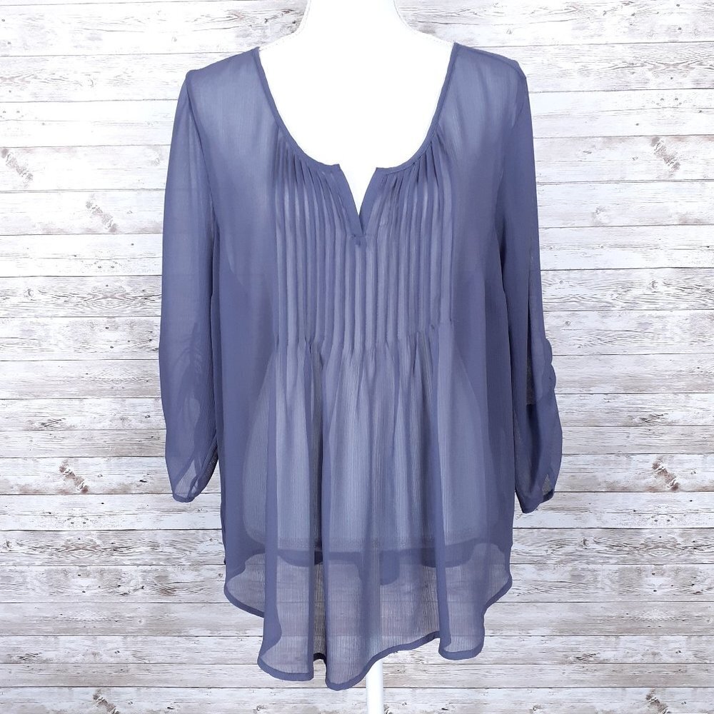 Torrid Womens Blouse Sz 1 Sheer Top Gray 52A